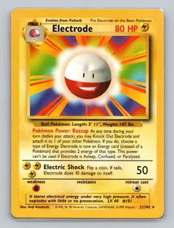 Electrode 21/102 Non Holo Rare Pokemon TCG WOTC Unlimited Base Set Light Play - Image 1