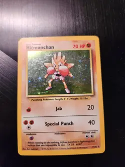 Hitmonchan #7/102 Base Set Holo Pokemon TCG Card English 1999. LP - Image 1