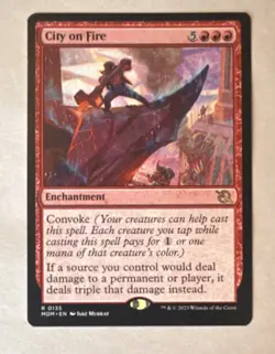WOTC MtG March of the Machine City on Fire Red Rare Regular English #135 - Image 1