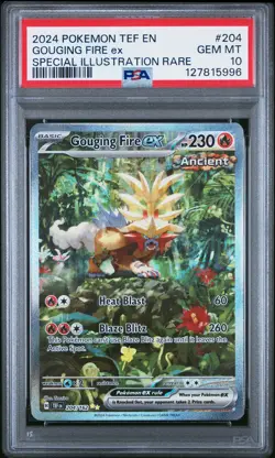 2024 POKEMON TEF EN-TEMPORAL FORCES #204 GOUGING FIRE EX PSA 10 - Image 1
