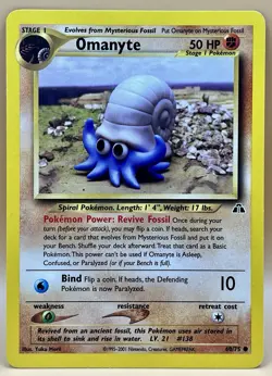 Omanyte 60/75 – Neo Discovery (Common) - NM - WOTC 2001 Pokemon TCG - Image 1