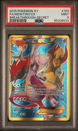 2015 POKEMON XY BREAKTHROUGH #163 FA/MEWTWO EX PSA 9 - Image 1