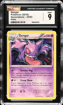 CGC 9 MINT Gengar 35/83 Generations Holographic Holo Rare 2016 Pokemon Card - Image 1