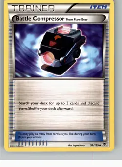 BATTLE COMPRESSOR TEAM FLARE GEAR 92/119 UC PHANTOM FORCES POKEMON NM - Image 1