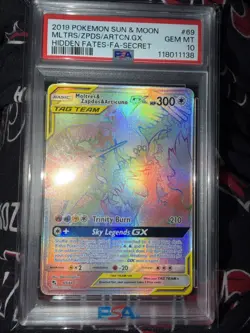 Pokemon Moltres Zapdos Articuno GX Secret Rare Holo 69/68 Hidden Fates PSA 10 - Image 1