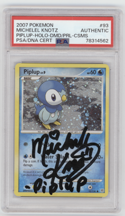 PSA Signed Michele Knotz Piplup 93/130 Holo Pokemon Diamond & Pearl 2007 HP - Image 1