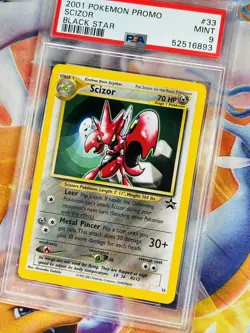 Pokemon PSA 9 MINT Scizor 2001 Black Star Promo Card #33 - FLAWLESS - Image 1