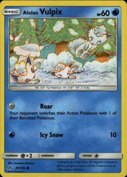 Pokemon TCG Card Alolan Vulpix Water Normal SM - Ultra Prism SM05 30/156 - Image 1