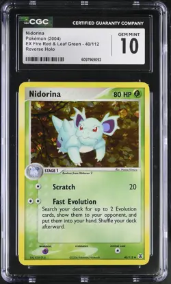 CGC 10 Nidorina EX Fire Red & Leaf Green 40/112 Reverse Holo Pokemon Card - Image 1