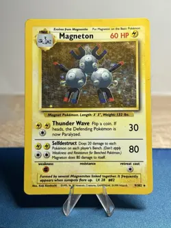 Magneton 9/102 Holo Rare Unlimited WOTC Base Set Pokemon Card LP MP - Image 1