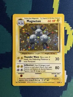 Magneton 9/102 Holo Rare Unlimited WOTC Base Set Pokemon Card LP MP - Image 2