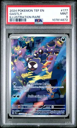 2024 POKEMON TEF EN-TEMPORAL FORCES ILLUSTRATION RARE #177 GASTLY PSA 9 - Image 1