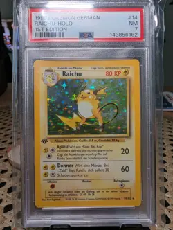 1999 Pokemon Game German 1st Edition Raichu Holo Insert #14 PSA 7 - Image 1