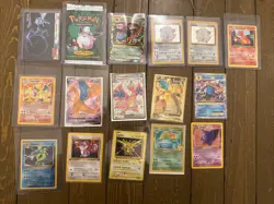 Pokemon Card Lot w/ Charizard + Vintage Jungle Booster Pack Wrapper (Empty) - Image 1