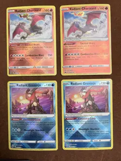 Pokemon Radiant Collection 4 Card Lot Radiant Rare Near Mint copies - Image 1