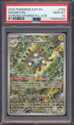 2024 POKEMON SURGING SPARKS MAGNETON #159 POKEMON CENTER ETB PSA 10! - Image 1