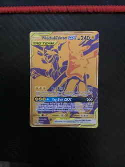 Pikachu & Zekrom GX SM248 Gold Promo Gamestop Exclusive NM, English Pokemon Prom - Image 1