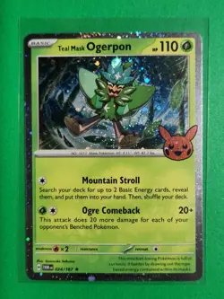 Pokemon TCG Halloween Trick Or Trade 2024 Teal Mask Ogerpon #24/167 Cosmos Rare - Image 1