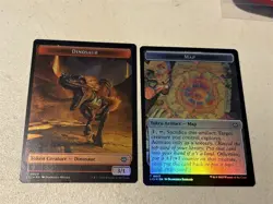 2 x mtg foil token Dinosaur // Map, 0009/0017 Lost Caverns of Ixalan, unplayed - Image 1