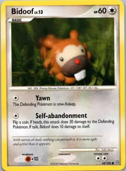 Pokemon TCG Bidoof 54/100 Stormfront NM - Image 1