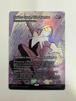 Spider-Gwen Web-Warrior Foil Borderless Showcase MTG Magic Card NM Near Mint MAR - Image 1