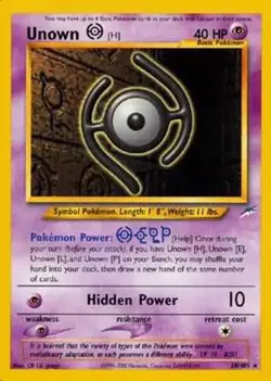 Moderately Played, English - 1 x Pokemon Unown [H] - 28/105 - Rare - Unlimited E - Image 1