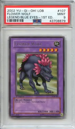 2002 YU-GI-OH! 1st Ed - LEGEND OF BLUE EYES WHITE DRAGON #107 FLOWER WOLF PSA 9 - Image 1