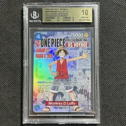 BGS 10 PRISTINE One Piece Card Monkey.D.Luffy US College Basketball Voyage Promo - Image 1