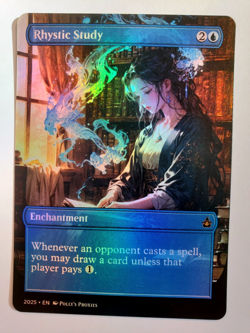 Rhystic Study FOIL Proxy Card Custom Magic Dragon Spirit Anime Girl Art Design - Image 3