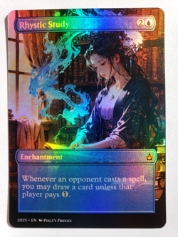 Rhystic Study FOIL Proxy Card Custom Magic Dragon Spirit Anime Girl Art Design - Image 4