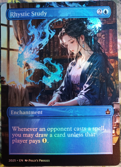 Rhystic Study FOIL Proxy Card Custom Magic Dragon Spirit Anime Girl Art Design - Image 5