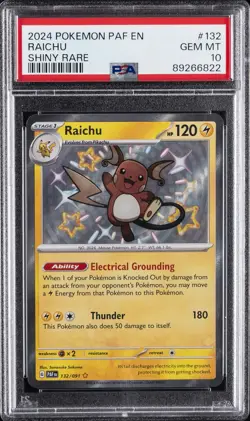 2024 POKEMON PAF EN-PALDEAN FATES SHINY RARE #132 RAICHU PSA 10 - Image 1