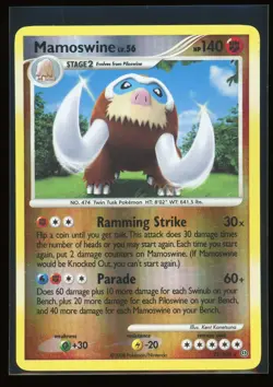 Pokemon TCG Mamoswine 21/100 Stormfront Rare Reverse Holo LP - Image 1