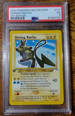 Shining Raichu 1st Edition 111/105 PSA 5 Neo Destiny Foil Shiny Pokemon Card - Image 1