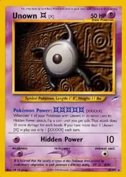 Unown [X] - 30/105 - Rare - Unlimited Edition NM, English Pokemon Neo Destiny - Image 1
