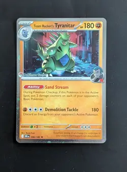 Pokemon Centre Team Rocket's Tyranitar Card 096/182 Stamped - Image 1
