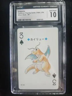 1999 Pokemon Playing Cards Dragonite 3 Of Spades CGC 10 - Image 1