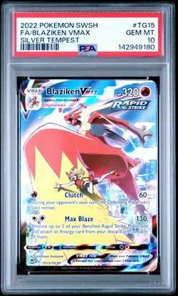 2022 POKEMON SWORD & SHIELD SILVER TEMPEST #TG15 FULL ART/BLAZIKEN VMAX PSA 10 - Image 1