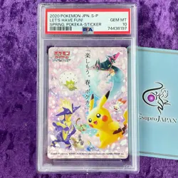 PSA 10 2020 Pikachu Let's Have Fun Pokeka Sticker Pink Pokemon Japanese Promo - Image 1
