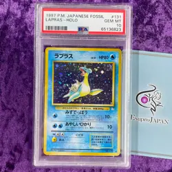 SWIRL PSA 10 1997 Lapras Pokemon Card Japanese Fossil Holo #131 Vintage GEM MINT - Image 1
