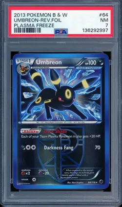 2013 POKEMON BLACK & WHITE #64 UMBREON REVERSE FOIL NM PSA 7 PLASMA FREEZE . - Image 1