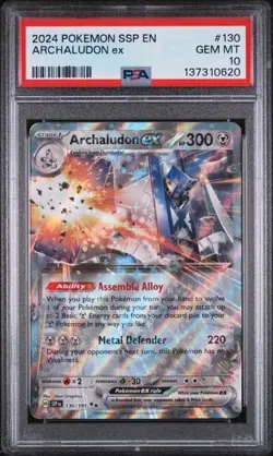 2024 Pokemon SSP EN Surging Sparks #130 Archaludon ex PSA 10 Gem Mint - Image 1