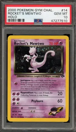 Pokemon Rocket's Mewtwo Gym Challenge Unlimited Holo Rare #14 PSA 10 Gem Mint - Image 1