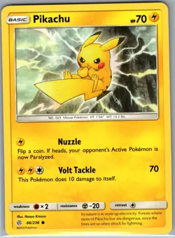 Pikachu 66/236 Non Holo SM - Cosmic Eclipse - Pokemon Card - NM - Image 1