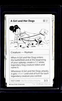 MTG Magic the Gathering Mystery Booster 2 Playtest Card A Girl and Her Dogs - Image 1