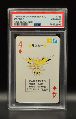 Zapdos 4 of Diamonds Playing Card 1996 Pokemon #145 Green Back PSA 10 - Image 1