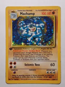 Pokemon TCG Machamp Base Set 8/102 Holo 1st Edition Holo Rare - Image 1