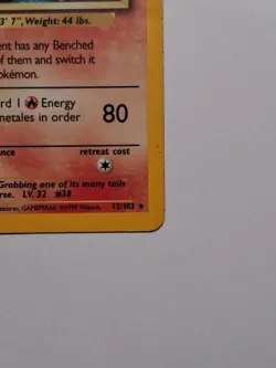 Pokemon TCG Ninetales Base Set 12/102 Holo Unlimited Holo Rare - Image 4