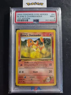 First Edition 2000 Pokemon Gym Heroes 61/132 Blaine's Charmander PSA Mint 9 - Image 1
