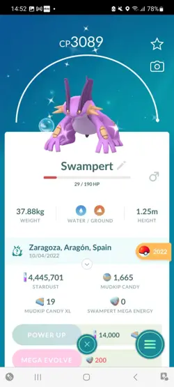 Pokemon Go Shiny Swampert ( High CP ) - Image 1